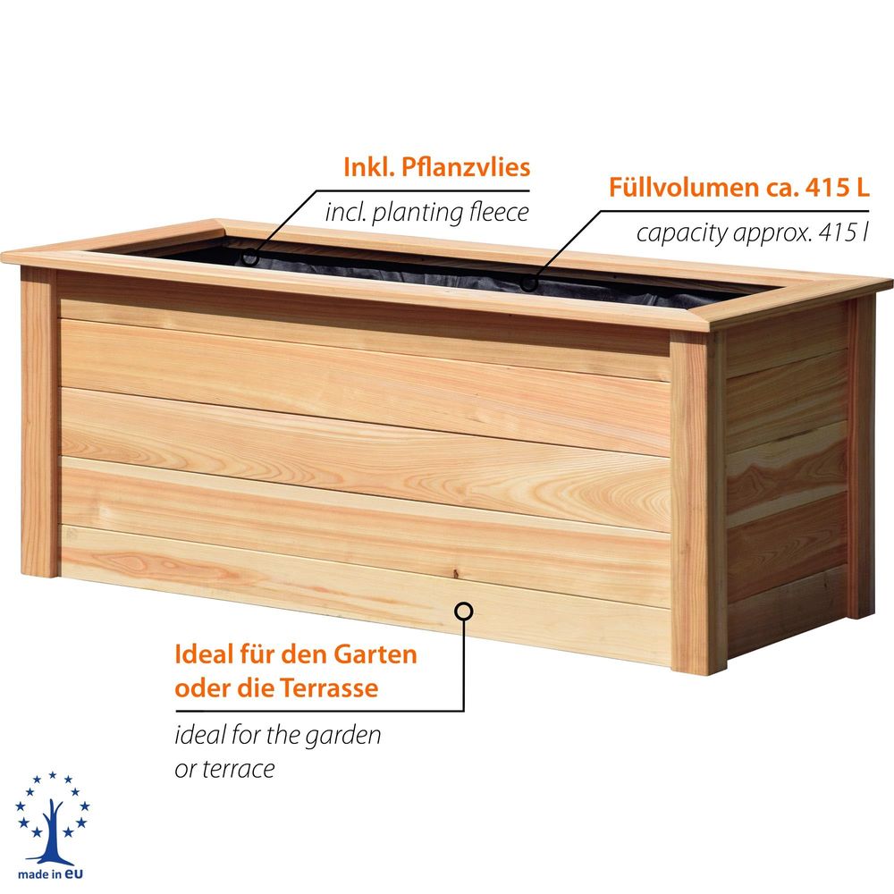 dobar Hochbeet aus Douglasienholz XL 150x60x65 cm mit Pflanzfolie – FSC-zertifiziert
