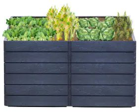 Garantia Hochbeet Ergo Quadro 2L 75 Stone inkl. Flora Wasserspeicher 160 × 80 × 75 cm in Anthrazit