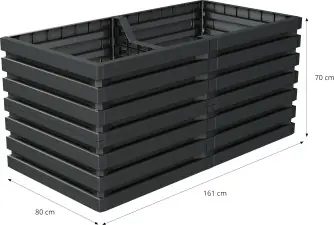 Garantia Hochbeet Skyline 161 × 80 × 75 cm – Kunststoff-Hochbeet aus 100 % Recyclingmaterial in Graphitgrau