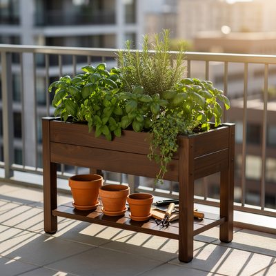 Hochbeet auf dem Balkon - Tipps fuer Urban Gardening Hochbeet auf dem Balkon - kompaktes SIENA GARDEN Aron Hochbeet fuer Urban Gardening