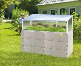 Juwel Hochbeet Timber Kombi-Set 130 × 60 × 90 cm mit Thermo-Frühbeet in Nordic-Wood-Optik