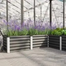 Vitavia Hochbeet Meta 185 × 185 × 40 cm in Granit/Aluminium – großes Zincalume-Hochbeet