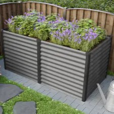Vitavia Hochbeet Meta 96 × 188 × 86 cm in Granit/Schwarz – Zincalume-Hochbeet mit Aluminium-Rahmen