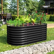 Vitavia Hochbeet Terra 630 in Schwarz – 162 × 82 × 63 cm Zincalume-Hochbeet mit 630 l Volumen