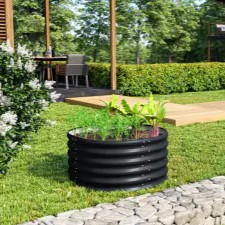 Vitavia Hochbeet Terra Rund 401 in Schwarz – rundes Zincalume-Hochbeet 82 × 82 × 40 cm