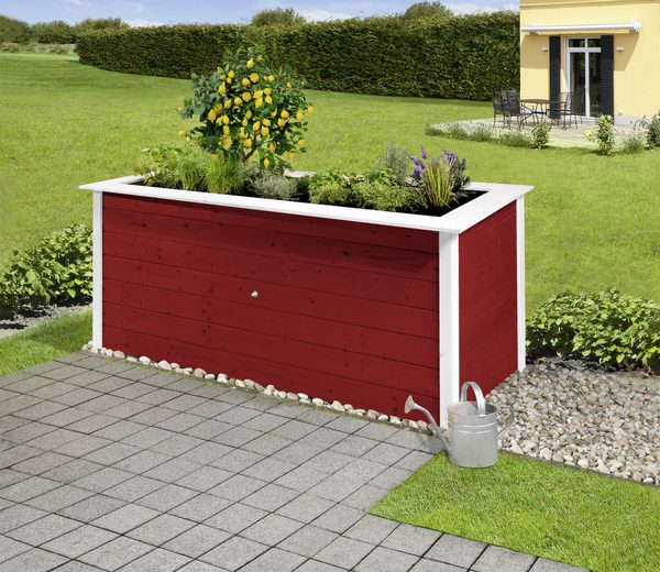 Weka Hochbeet 28 aus Fichte in Schwedenrot 205x80x81 cm mit Noppenbahn und Wühlmausschutz